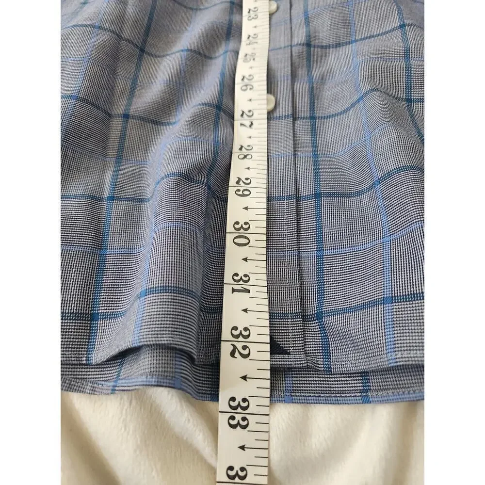 Untuckit Men's button down shirt window pane plaid navy sz XXL career preppy - Picture 6 of 9
